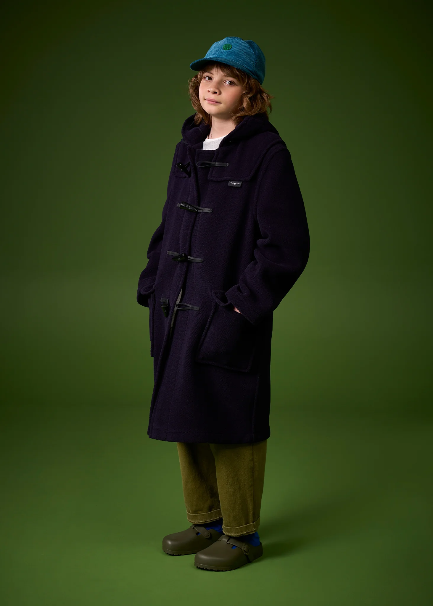 Children's Herringbone Wool Duffle Coat Winter White - Image 3