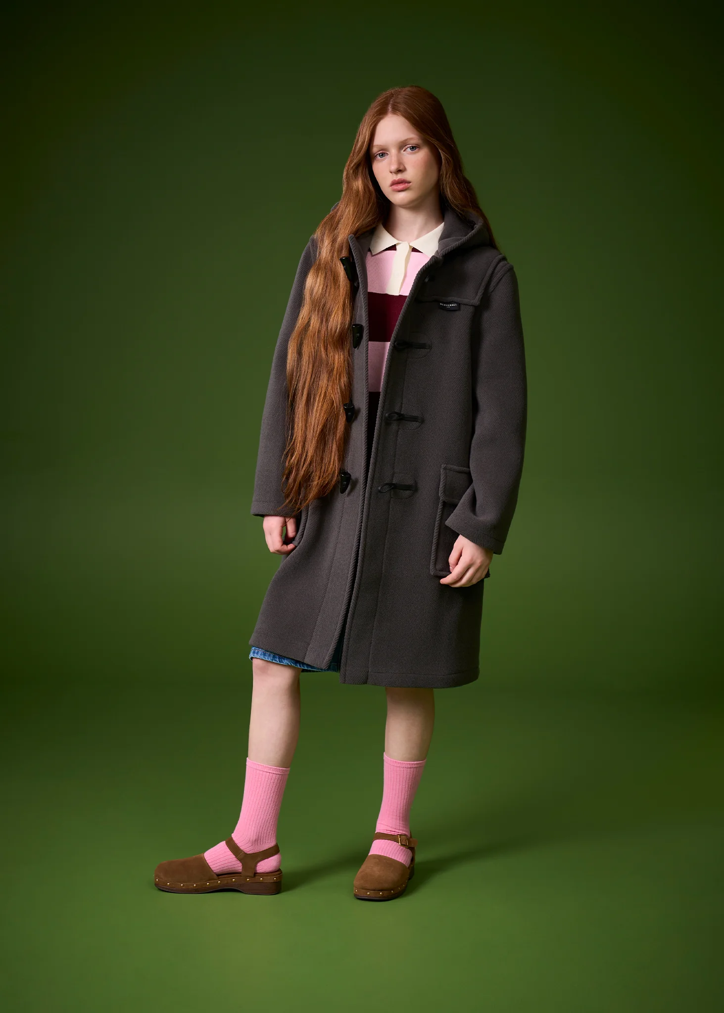 Children's Herringbone Wool Duffle Coat Winter White - Image 4