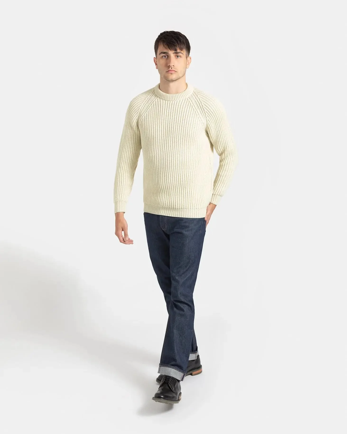 Men's Fisherman Jumper Ecru - Image 3
