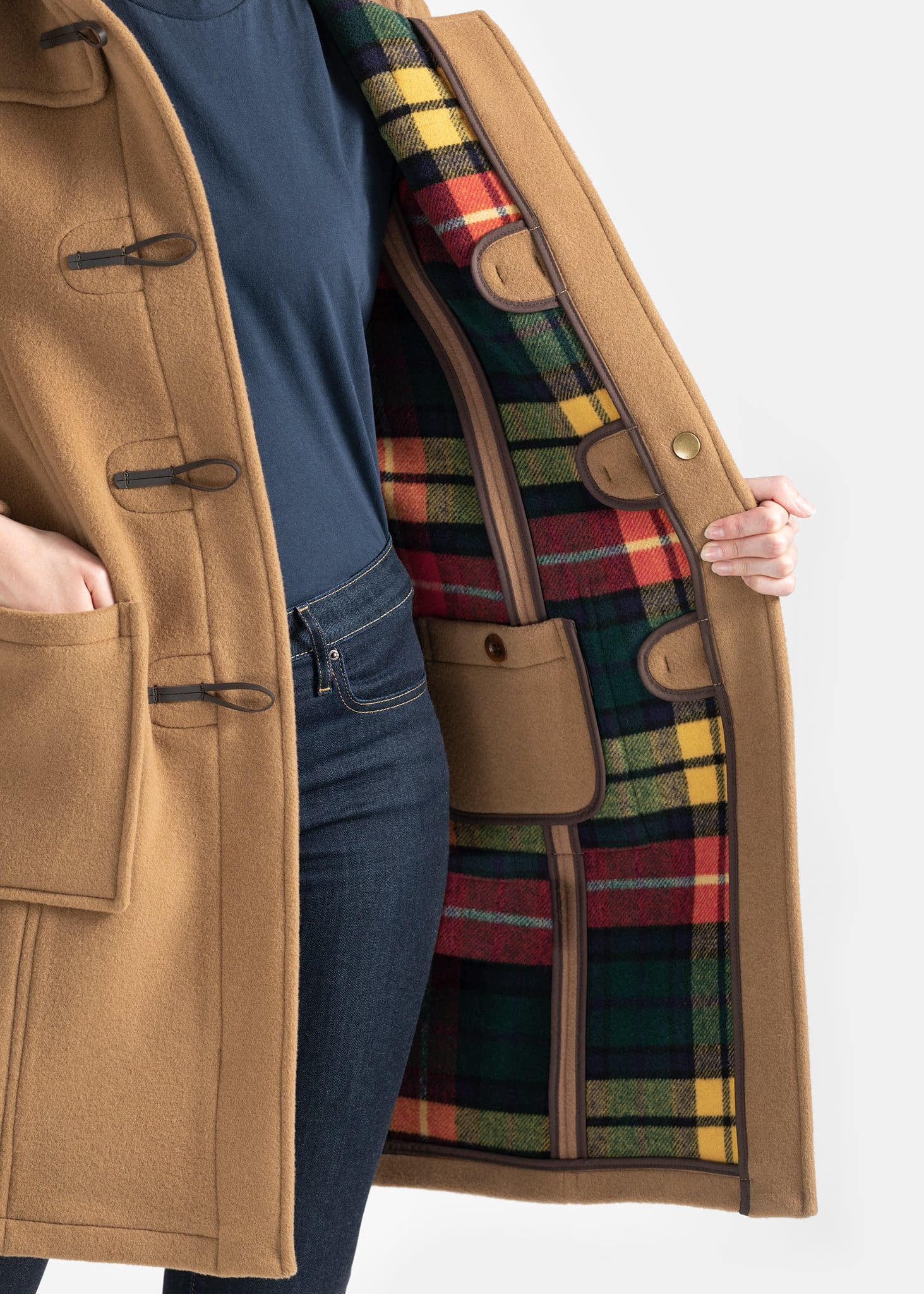 Women's Long Slim Fit Freda Duffle Coat Camel Buchanan - Image 3