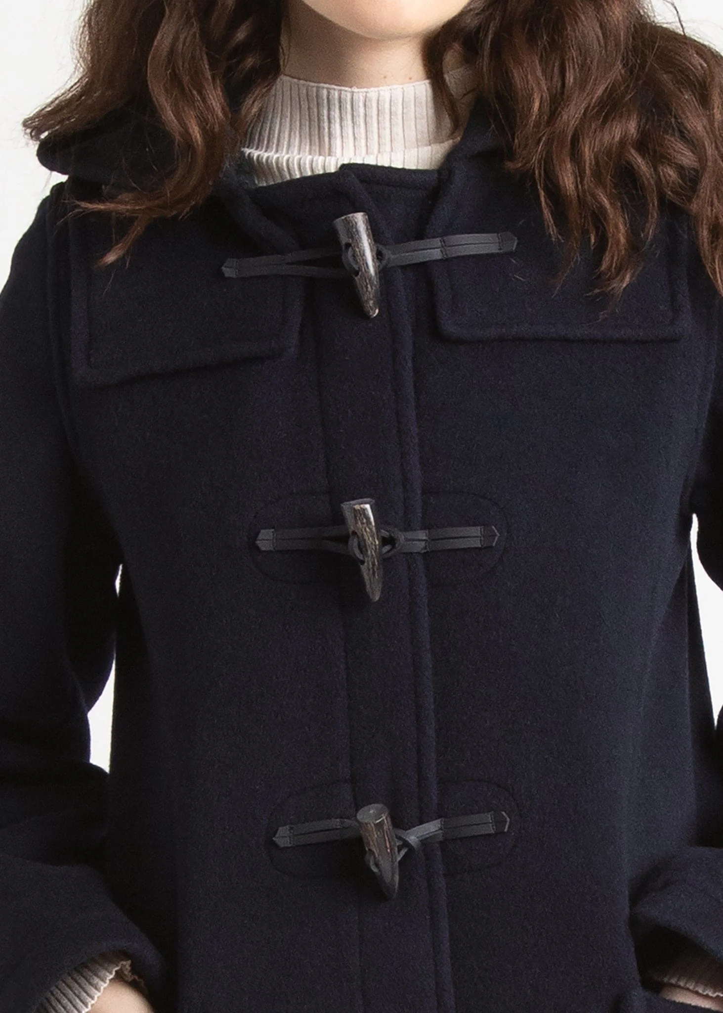 Women's Long Slim Fit Freda Duffle Coat Navy Black Watch - Image 5
